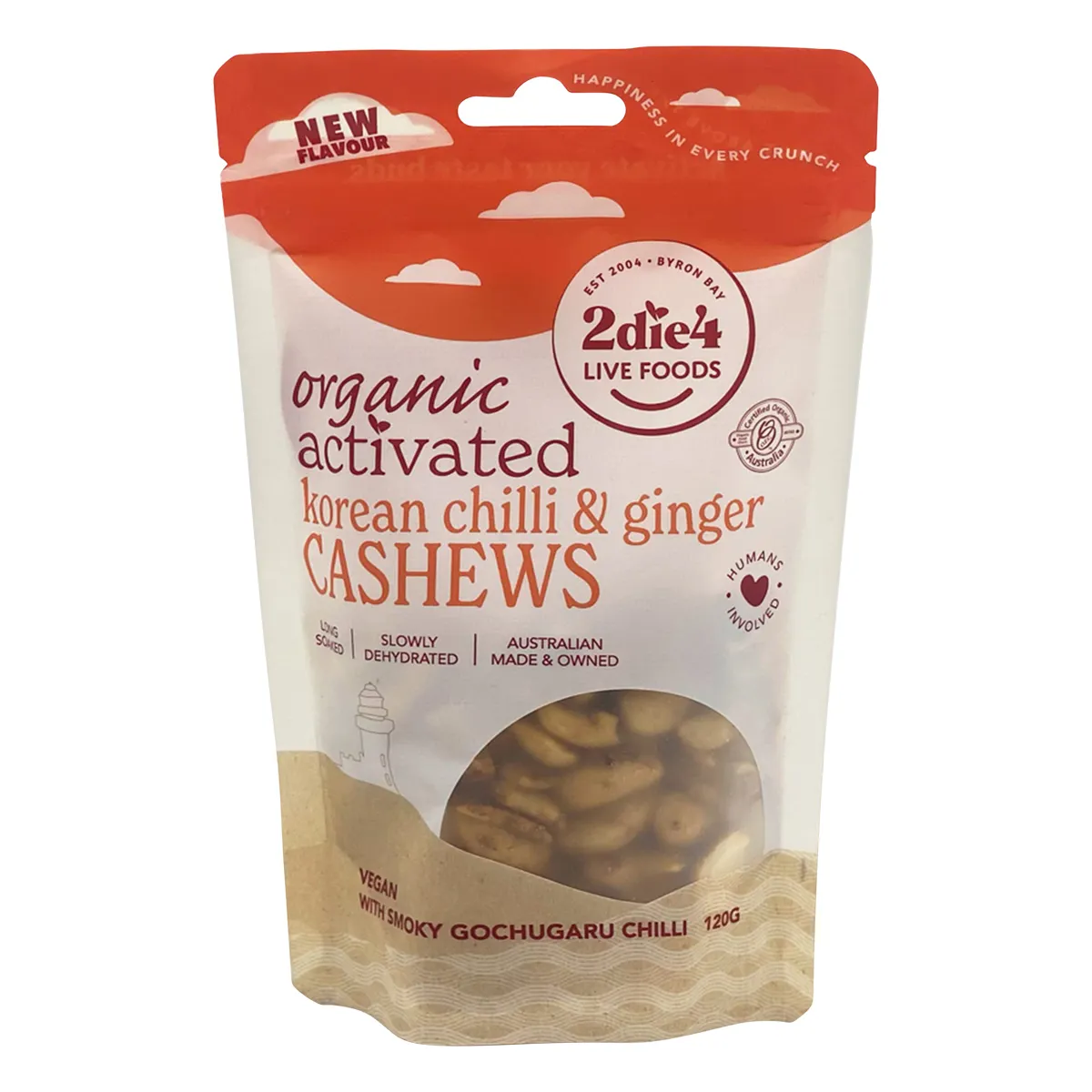 2Die4 Live Foods Activated & Organic Activated Korean Chilli & Ginger Cashews 120g, 300g - Image 3