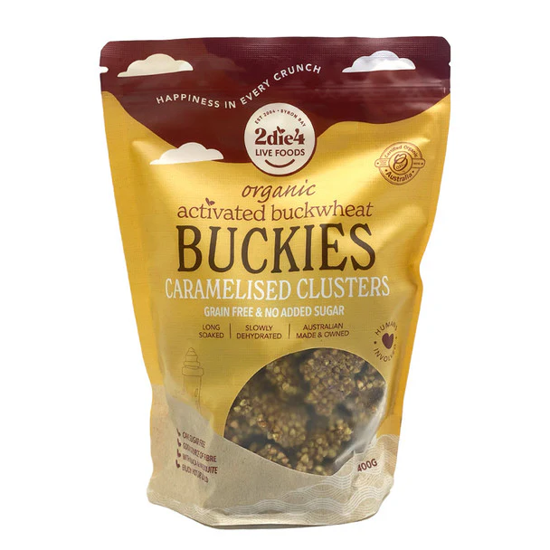 2Die4 Live Foods Activated & Certified Organic Buckies Caramelised Clusters 400g, Ready To Eat!
