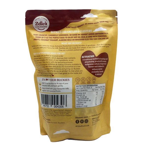 2Die4 Live Foods Activated & Certified Organic Buckies Caramelised Clusters 400g, Ready To Eat! - Image 4