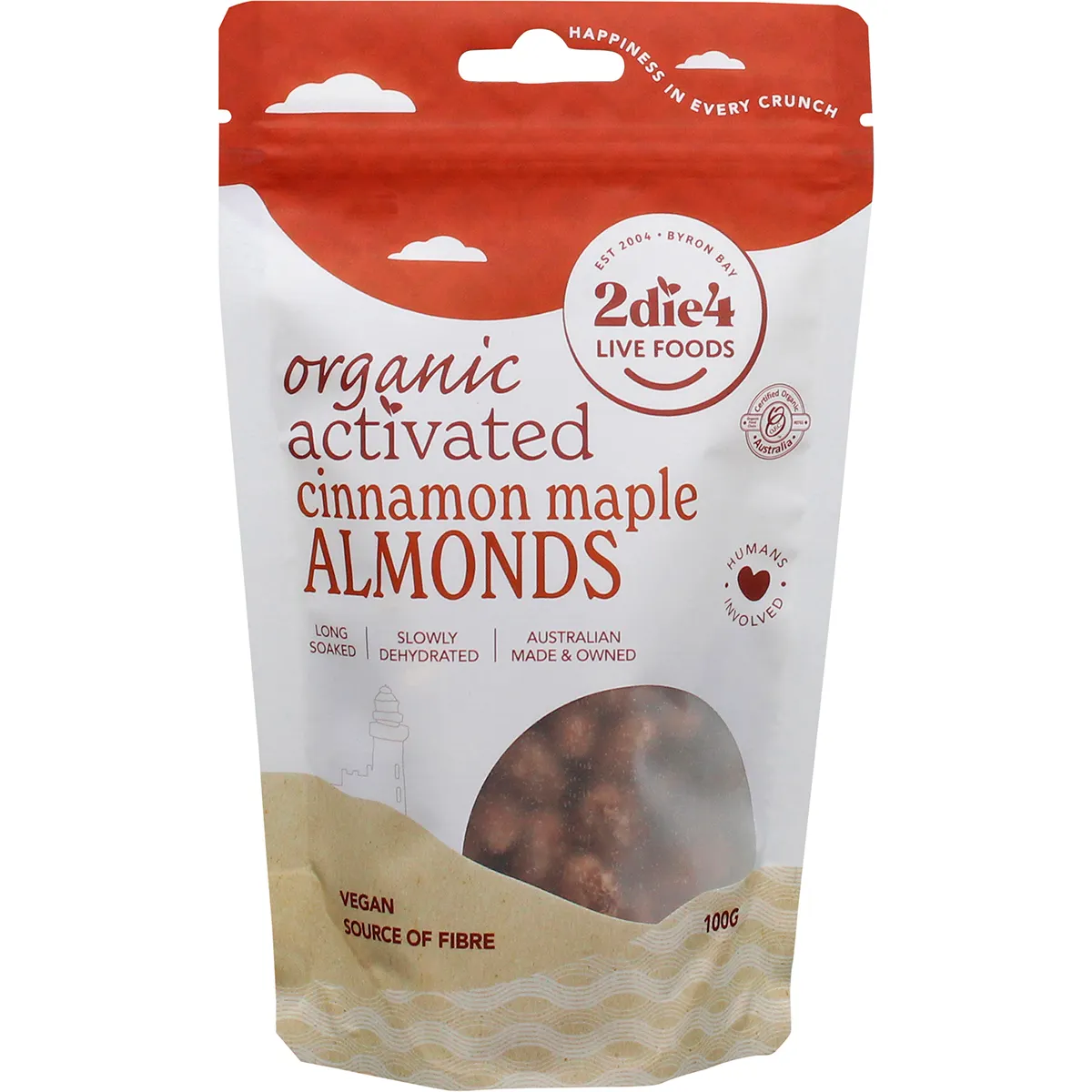 2Die4 Live Foods Activated & Organic Almonds 100g Or 250g, Cinnamon Maple Flavour - Image 2