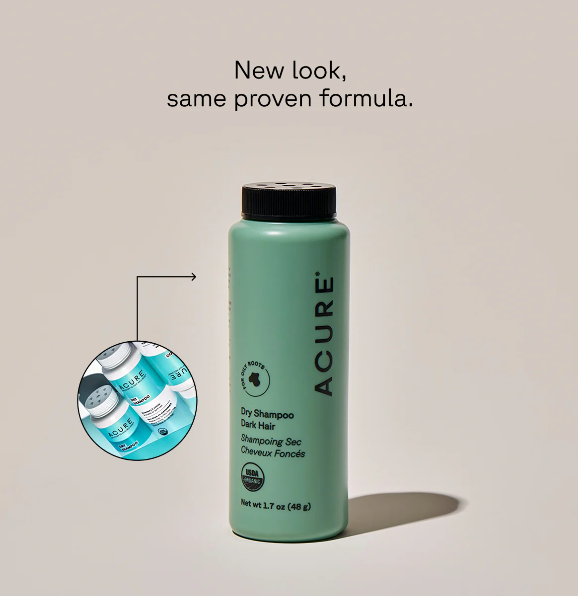 Acure Dark Hair Dry Shampoo 58g, To Refresh Oily Roots - Image 4