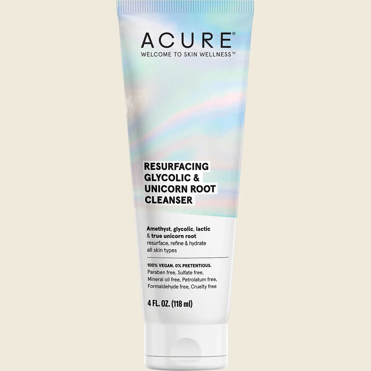 Acure Resurfacing Glycolic & Unicorn Root Cleanser 118ml, To Resurface, Refine & Hydrate