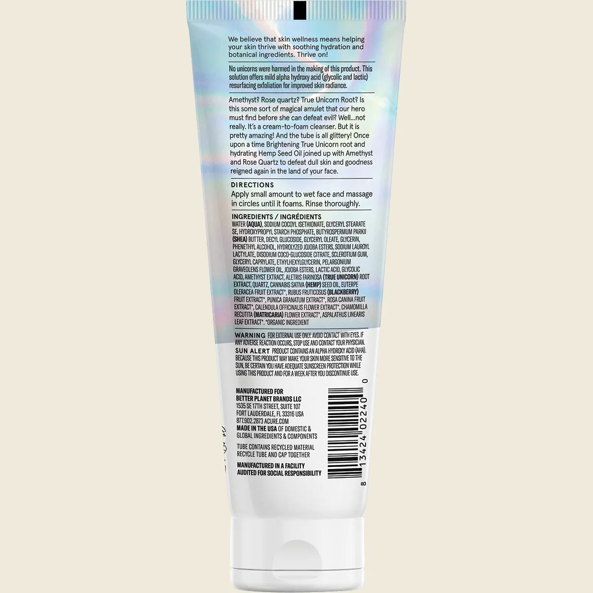 Acure Resurfacing Glycolic & Unicorn Root Cleanser 118ml, To Resurface, Refine & Hydrate - Image 2