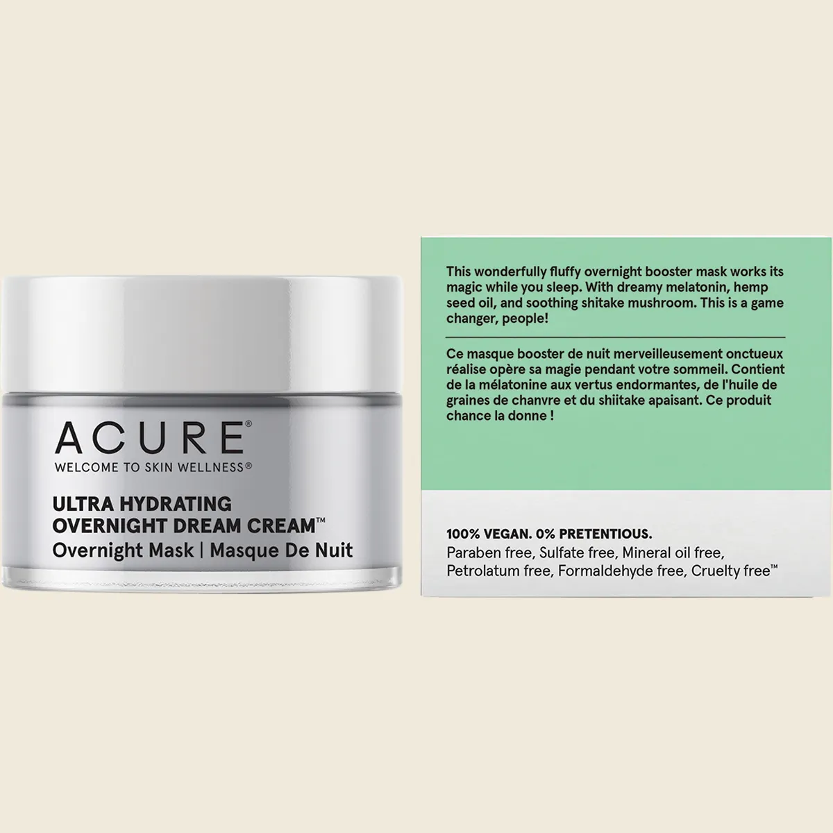Acure Ultra Hydrating Overnight Dream Cream 50ml, To Hydrate & Soothe