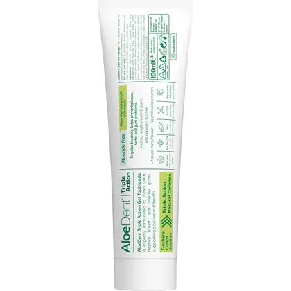 Aloe Dent Toothpaste Triple Action 100mL, An Aloe Vera Gel Toothpaste That Is Fluoride Free - Image 3