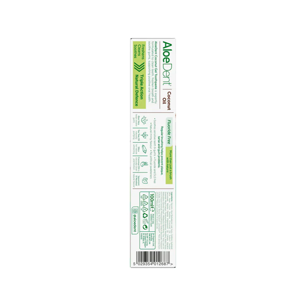 Aloe Dent Toothpaste Coconut Oil Fluoride Free 100mL, For Healthy Gums - Image 3