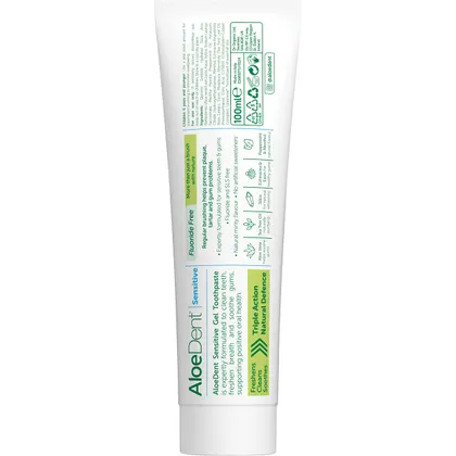 Aloe Dent Toothpaste Sensitive Fluoride Free 100mL, Cool Minty Freshness - Image 3
