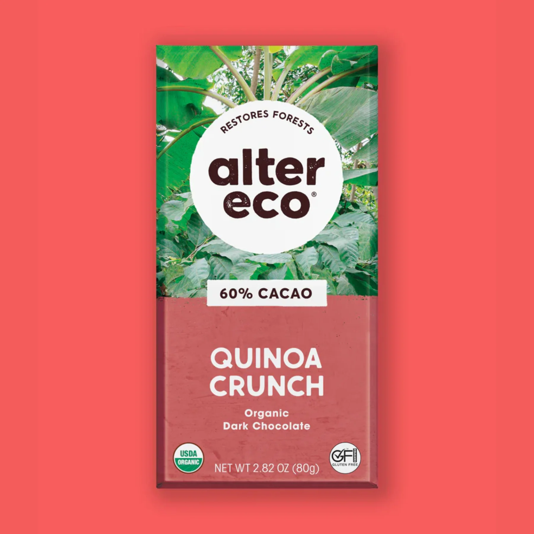 Alter Eco Chocolate 80g, Dark Quinoa Crunch Flavour 60% Cacao, Certified Organic - Image 2