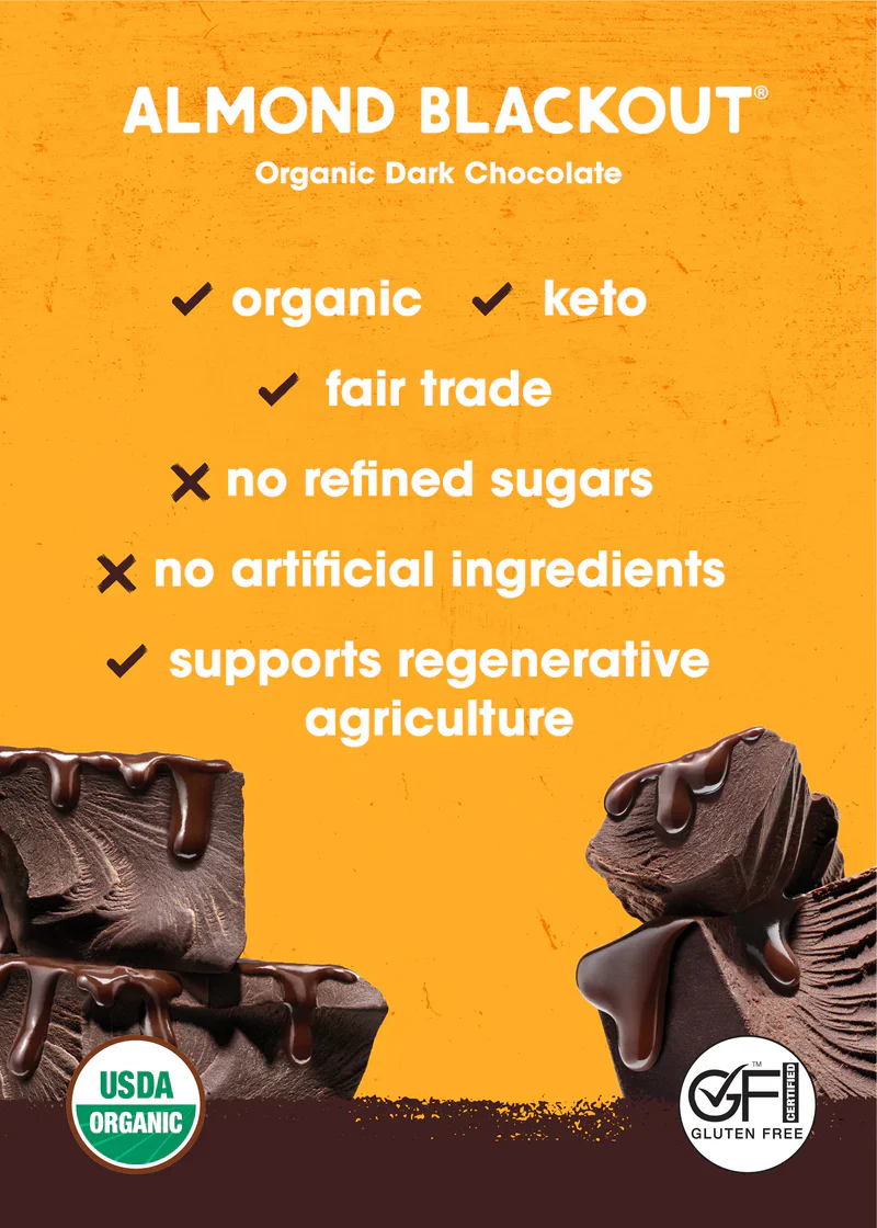 Alter Eco Chocolate 75g, Dark Almond Blackout Flavour 85% Cacao, Certified Organic - Image 2