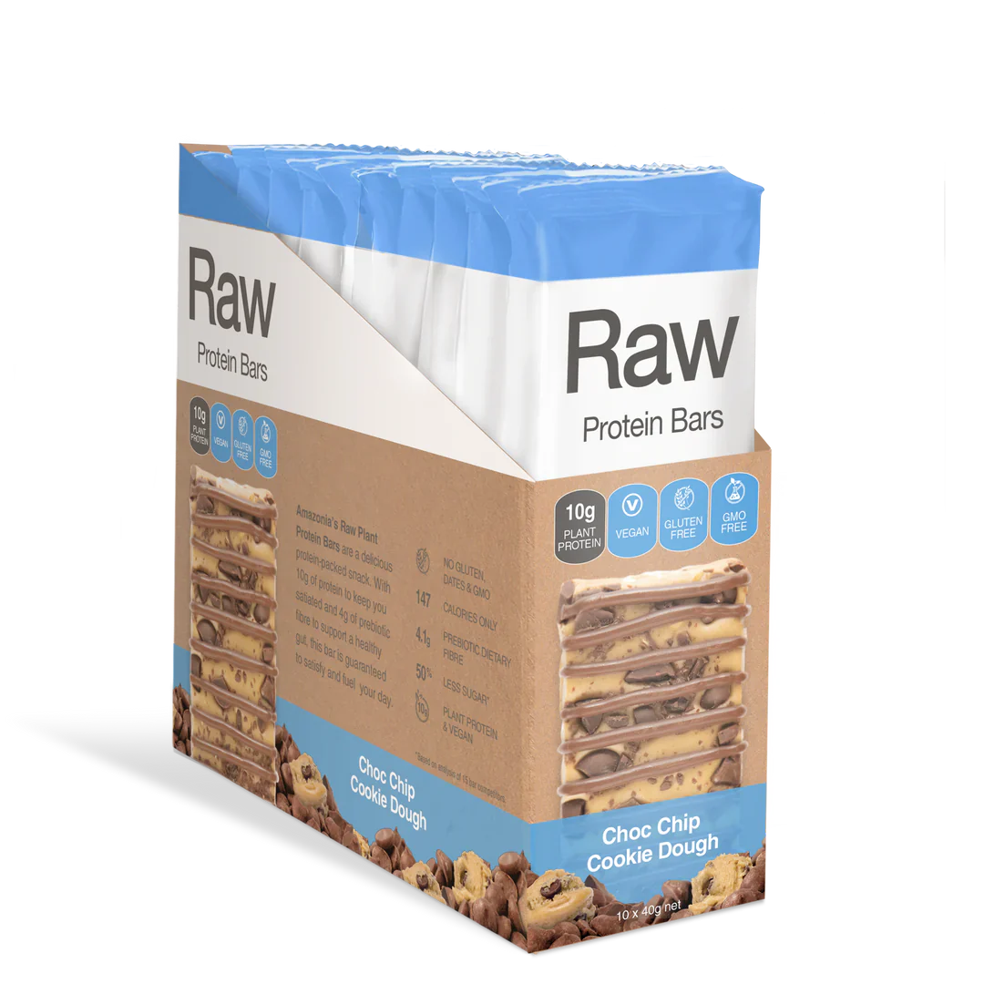 Amzonia Raw Plant Protein Bar 40g Single Bar Or A Box Of 10 Bars, Choc Chip Cookie Dough Flavour - Image 5