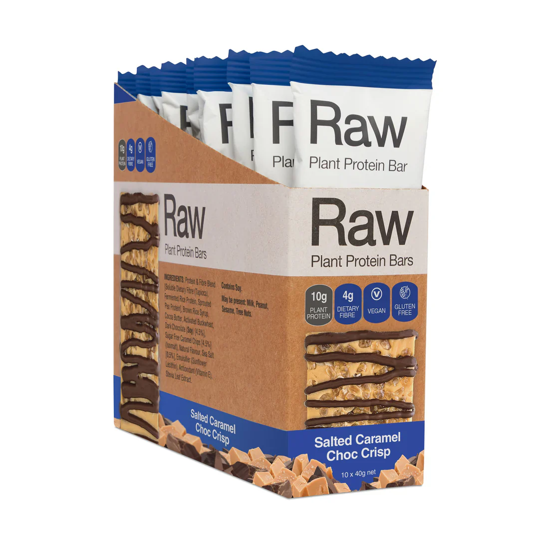 Amzonia Raw Plant Protein Bar 40g Single Bar Or A Box Of 10 Bars, Salted Caramel Choc Crisp Flavour - Image 2