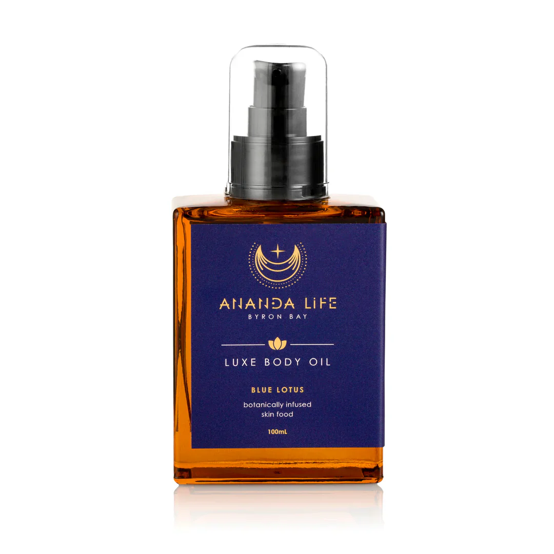 Ananda Life Luxe Body Oil 100mL, Blue Lotus Fragrance - Image 3