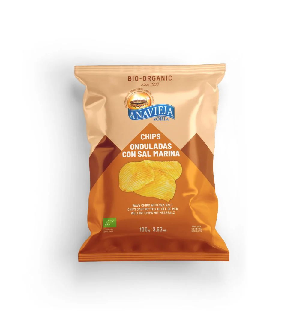Anavieja Organic Wavy Potato Chips With Sea Salt 100g, From Spanish Potatoes