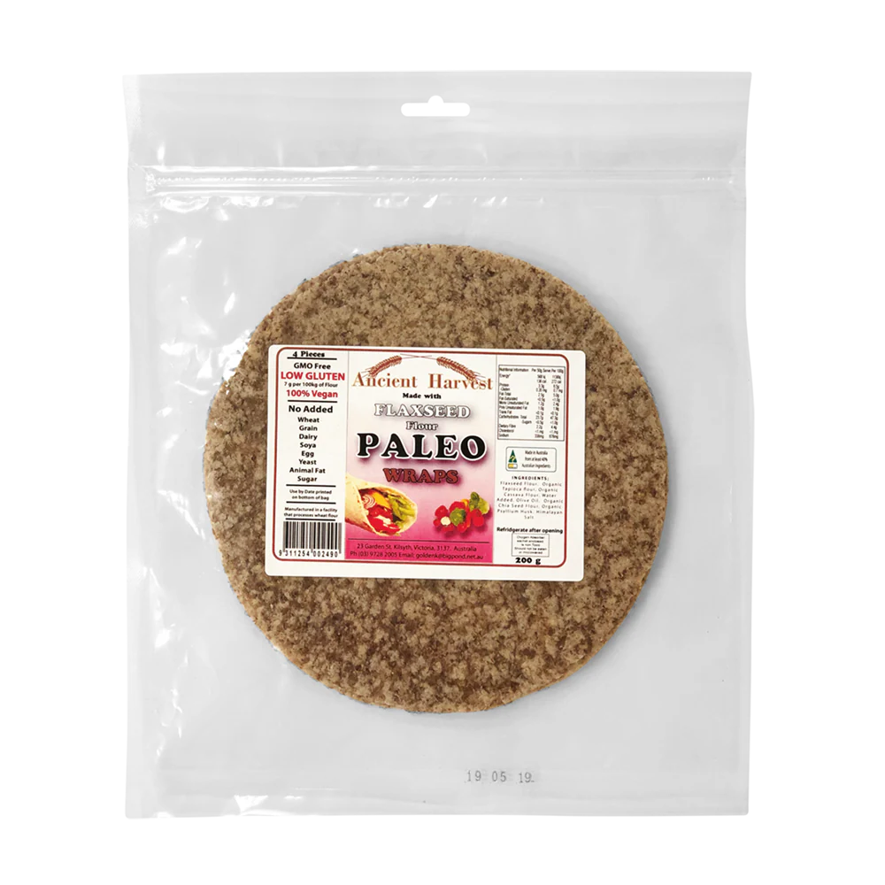 Ancient Harvest Paleo Flaxseed Wraps 200g, Light & Tasty