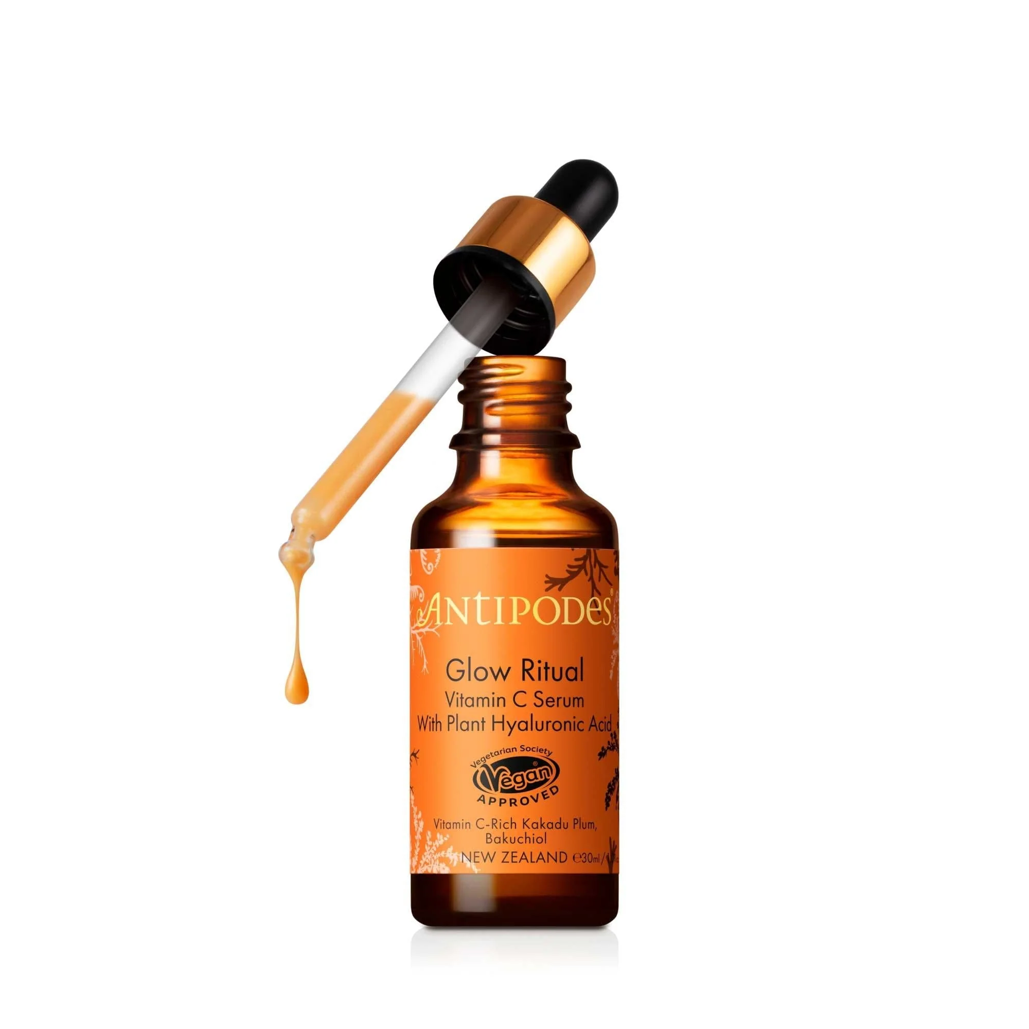 Antipodes Glow Ritual Vitamin C Serum With Plant Hyaluronic Acid 30mL, For Pigmentation & Dehydrated Dull Skin