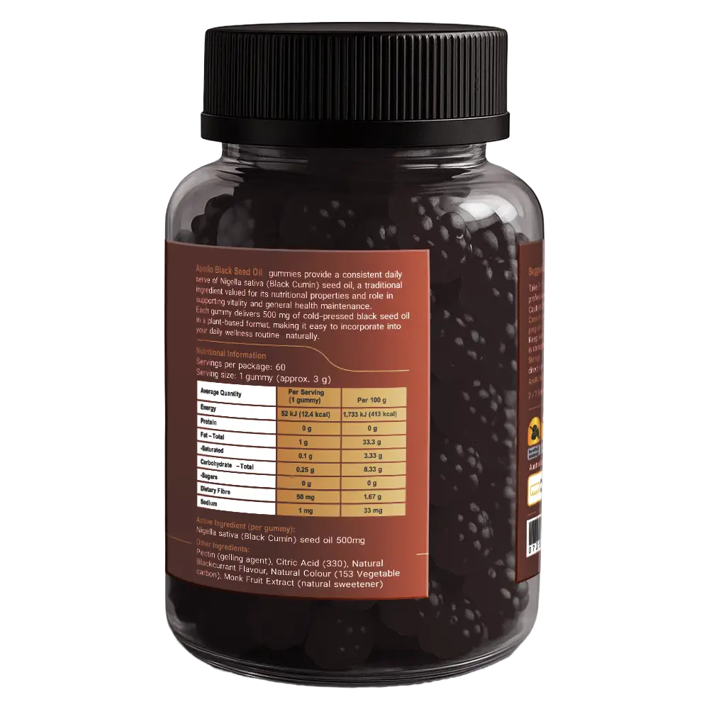 Apollo Black Seed Oil Gummies 60 Gummies, Daily Immune Strength - Image 2