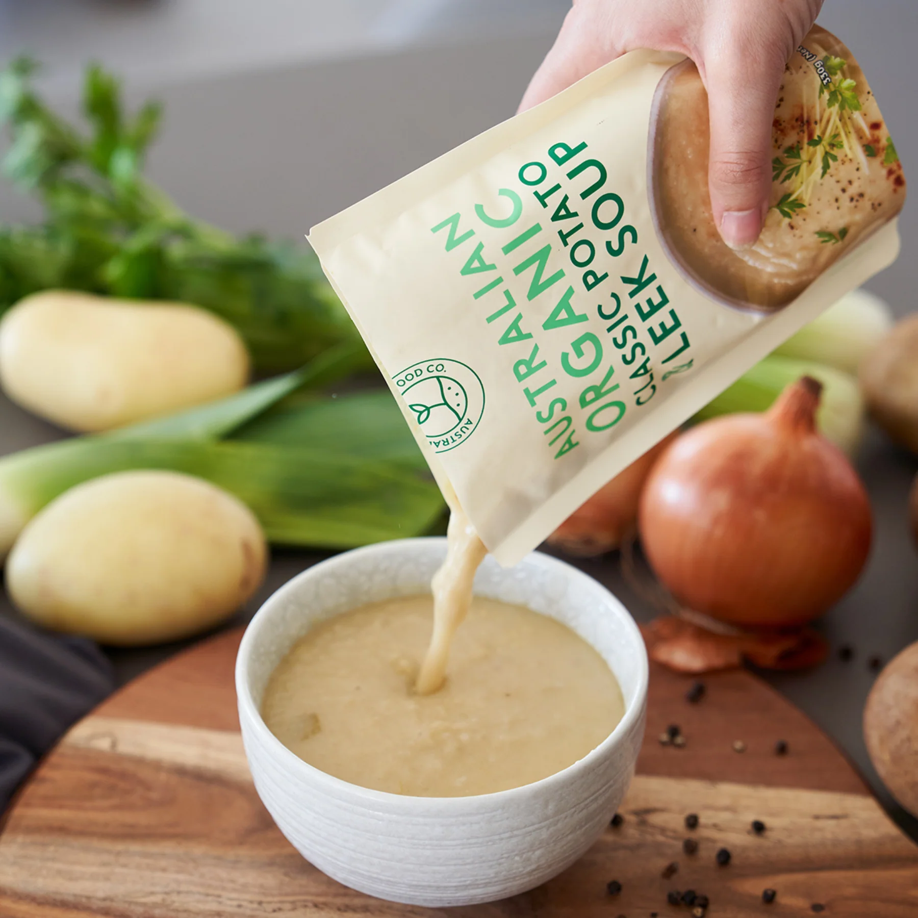 Australian Organic Food Co. Classic Potato & Leek Soup 330g, Certified Organic & Australian - Image 2