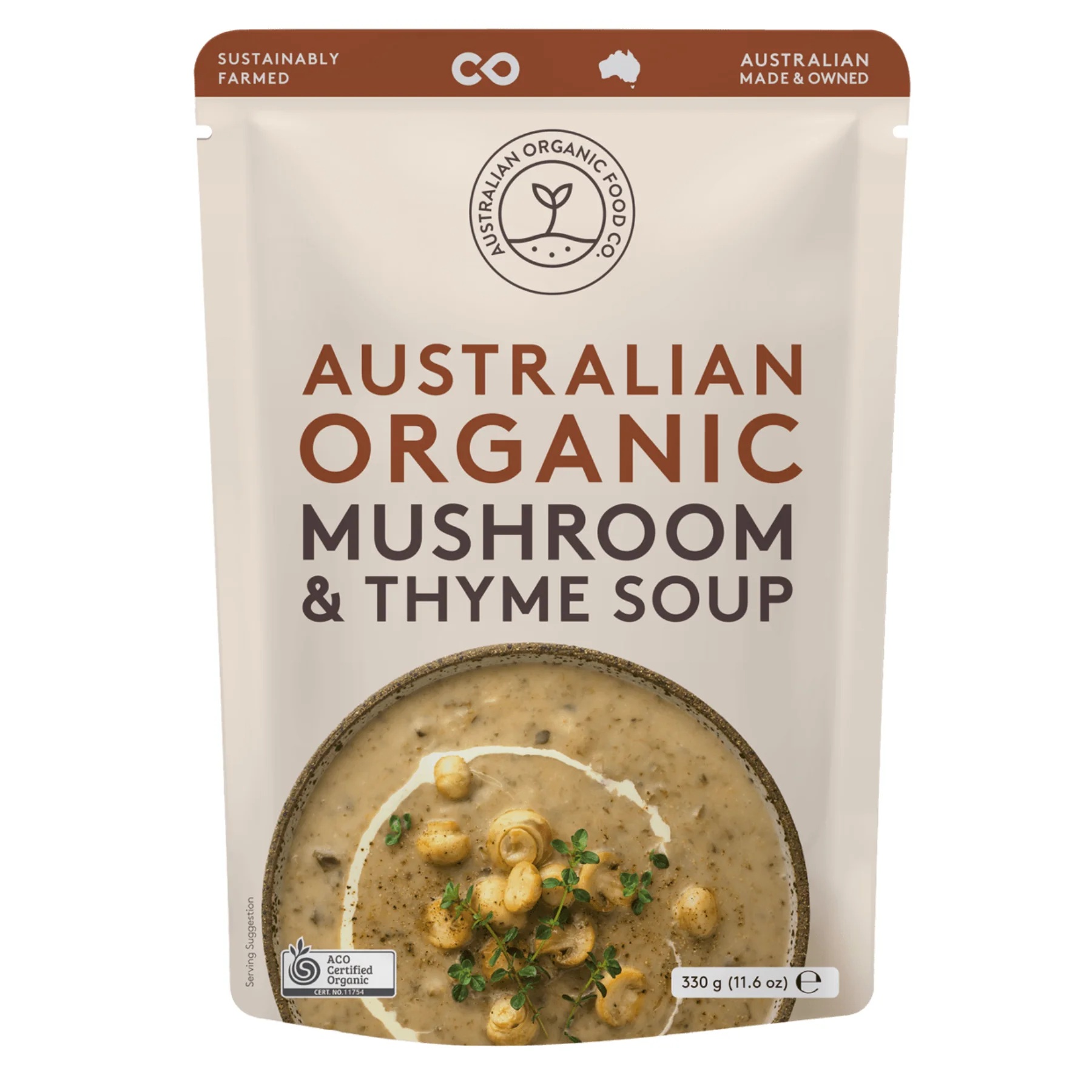 Australian Organic Food Co. Mushroom & Thyme Soup 330g, Certified Organic & Australian - Image 2