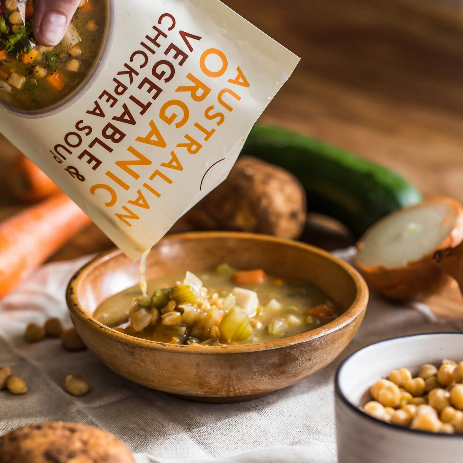 Australian Organic Food Co. Vegetable & Chickpea Soup 330g, Certified Organic & Australian - Image 2