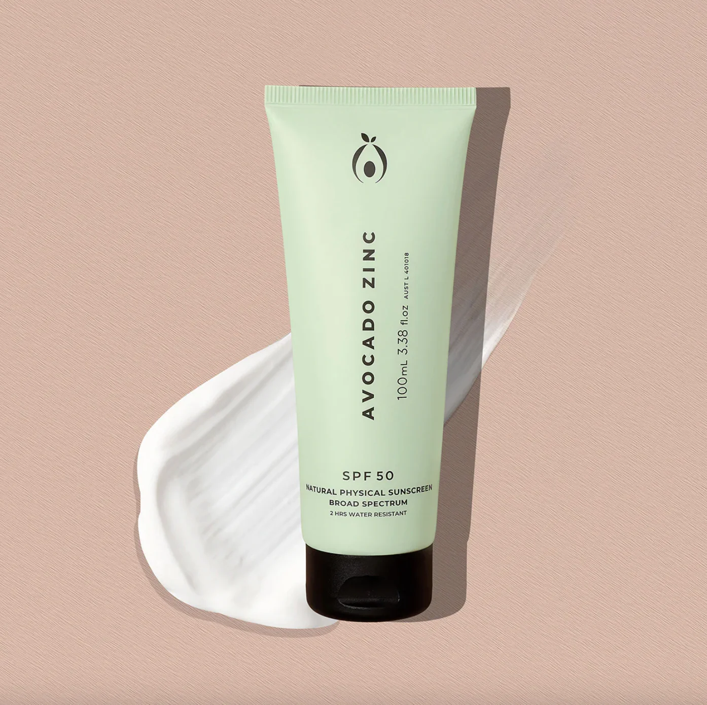 Avocado Zinc SPF 50 Natural Physical Sunscreen 100mL, 2 Hours Water Resistant