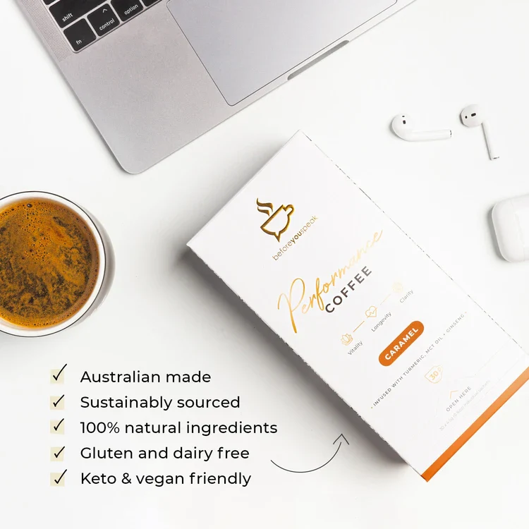 Before You Speak Performance Coffee 4.5g, 7 Pack Or 30 Pack, Caramel Flavour - Image 3