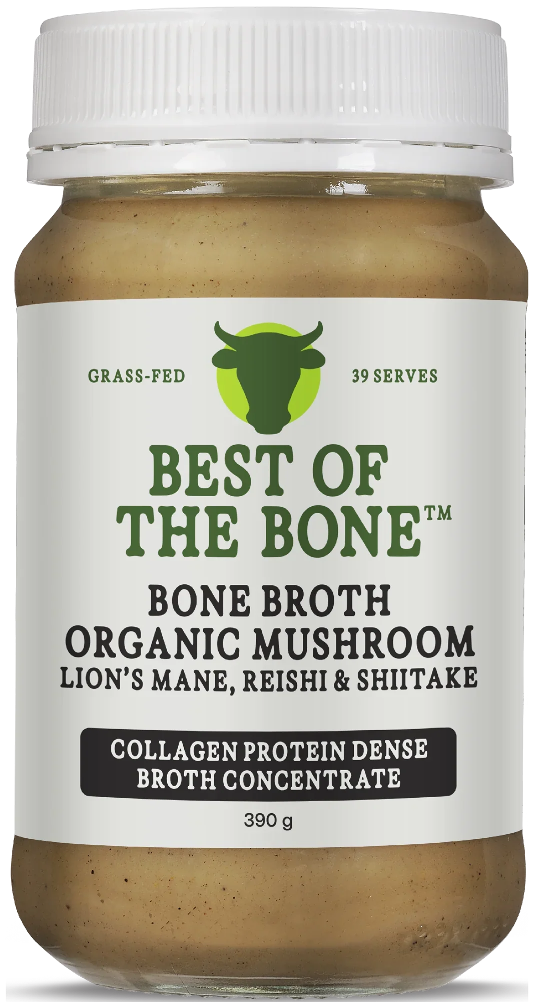 Best Of The Bone Organic Mushroom Beef Bone Broth Concentrate 390g, Collagen Protein Dense