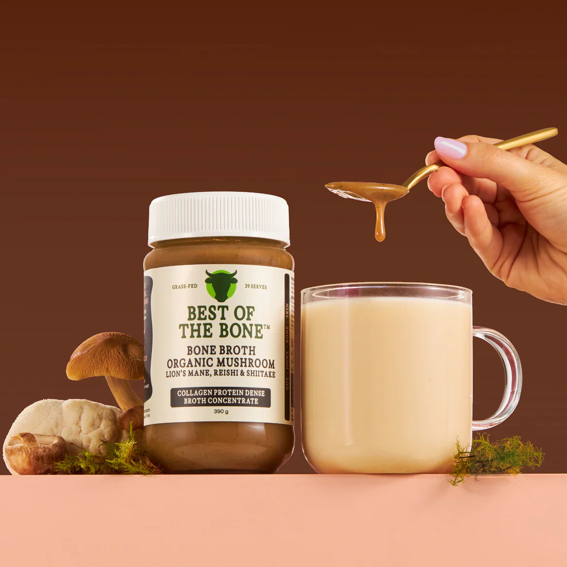Best Of The Bone Organic Mushroom Beef Bone Broth Concentrate 390g, Collagen Protein Dense - Image 2