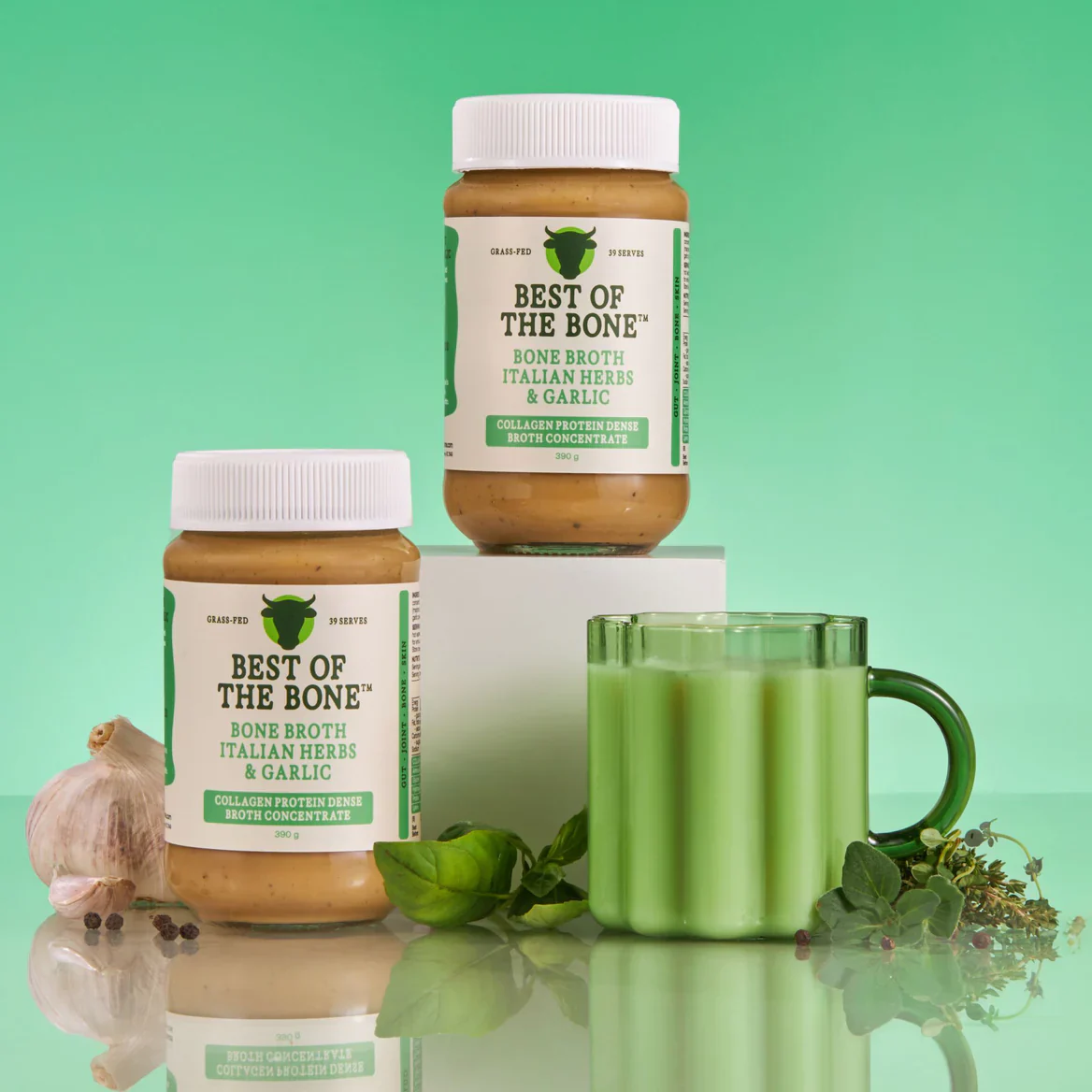 Best Of The Bone Italian Herbs & Garlic Bone Broth 390g, Collagen Protein Dense Broth Concentrate - Image 2