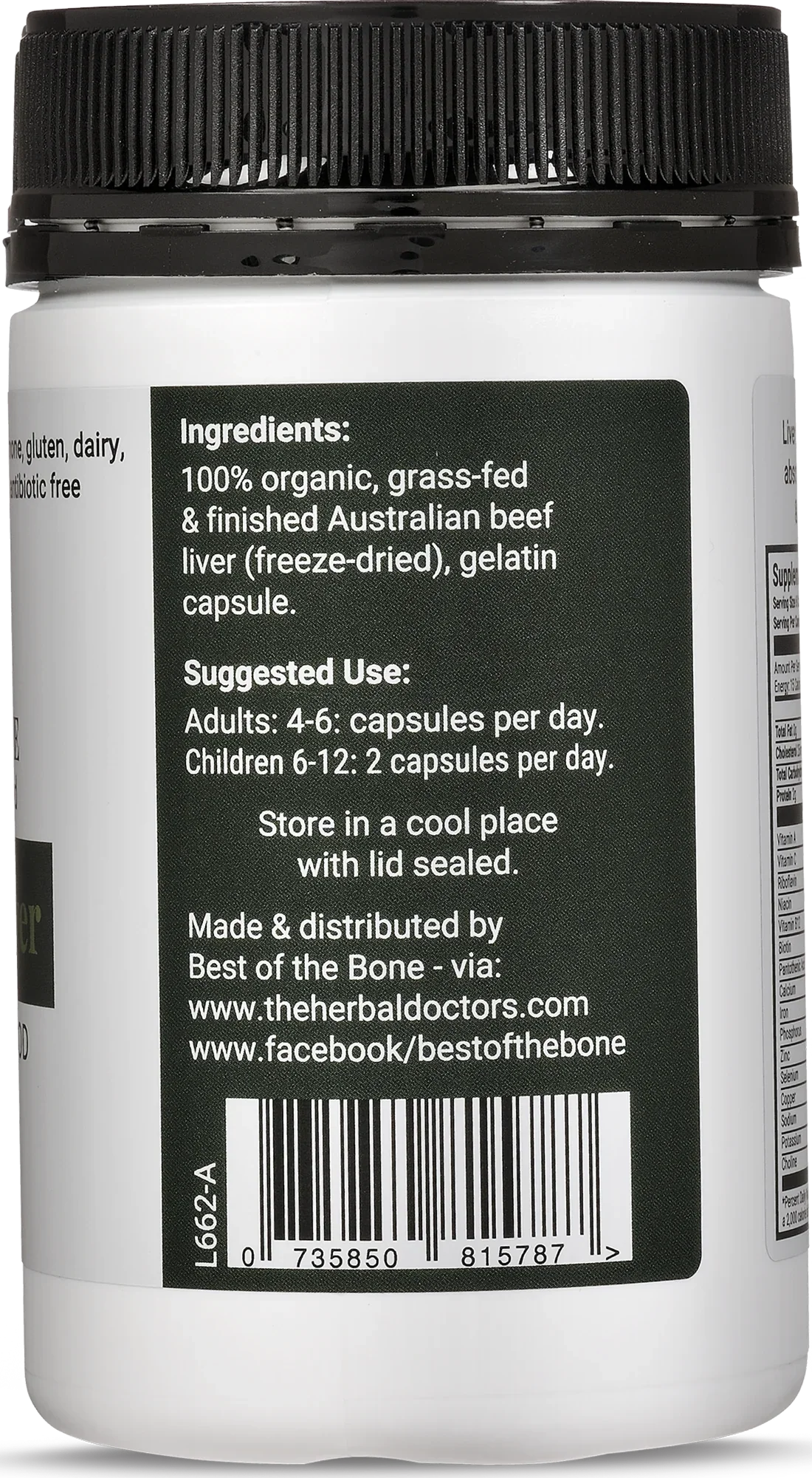 Best Of The Bone Grass-Fed Organic Beef Liver 180 Capsules, Nutrient Dense Superfood - Image 2