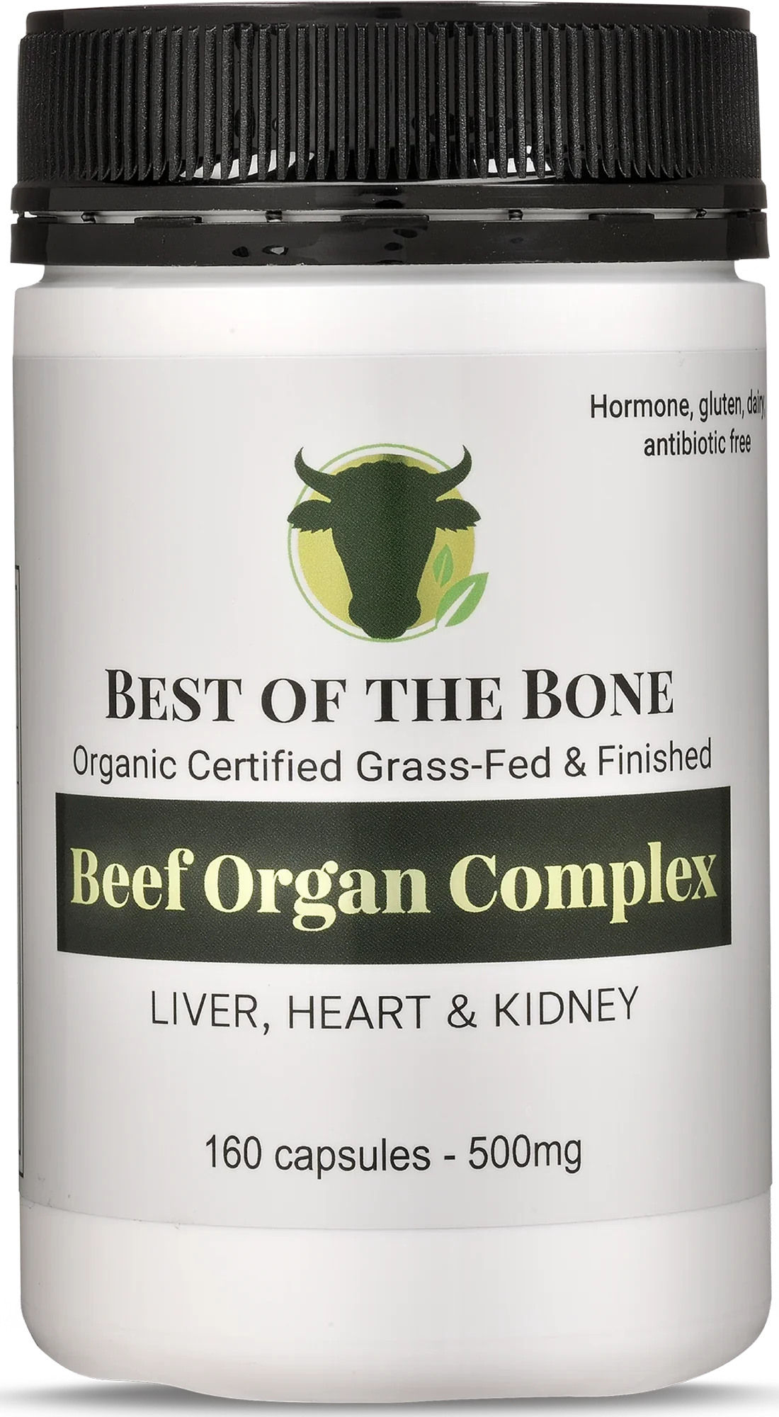 Best Of The Bone Organic & Grass-Fed Beef Organ Complex 160 Capsules, Liver | Heart |Kidney