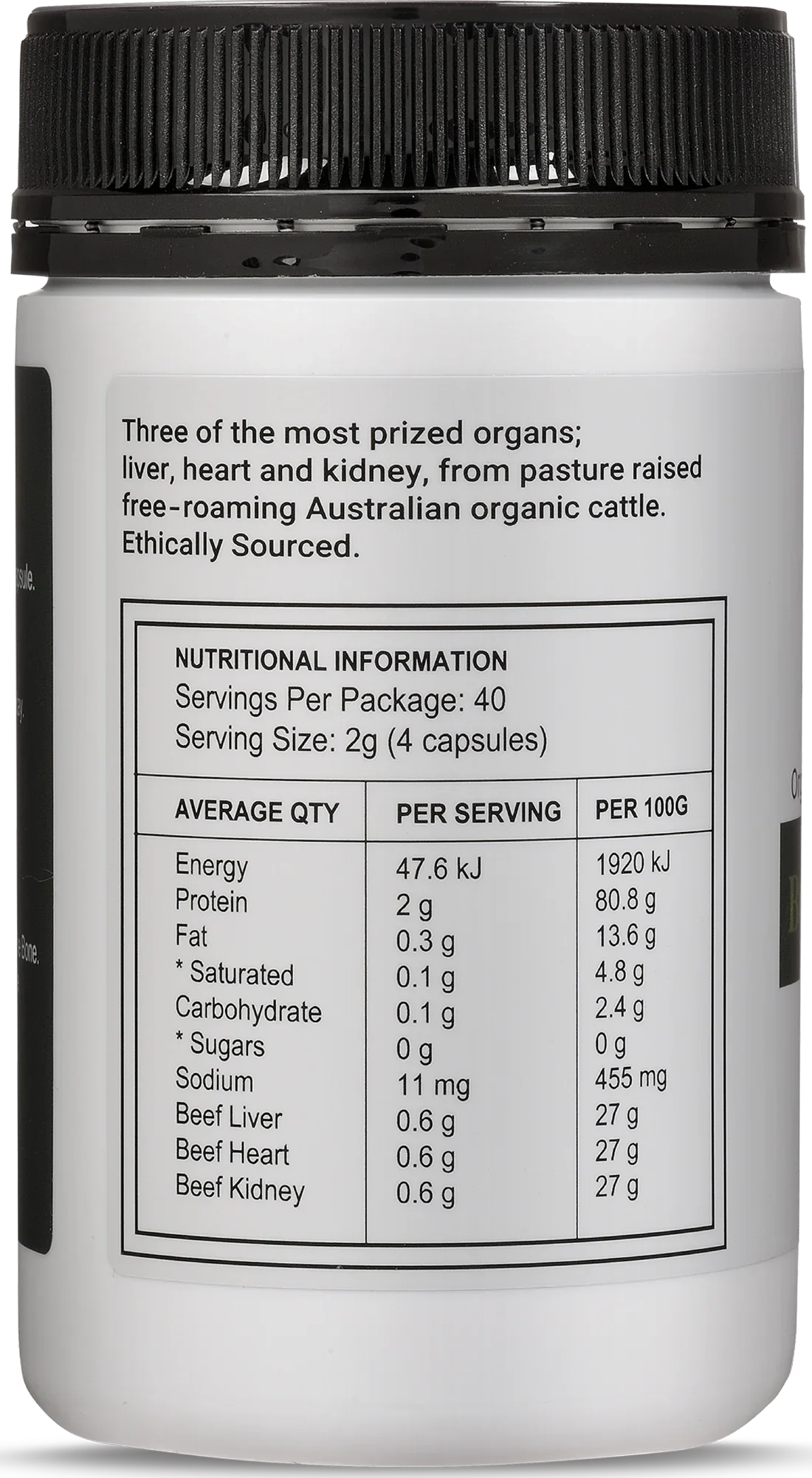 Best Of The Bone Organic & Grass-Fed Beef Organ Complex 160 Capsules, Liver | Heart |Kidney - Image 2