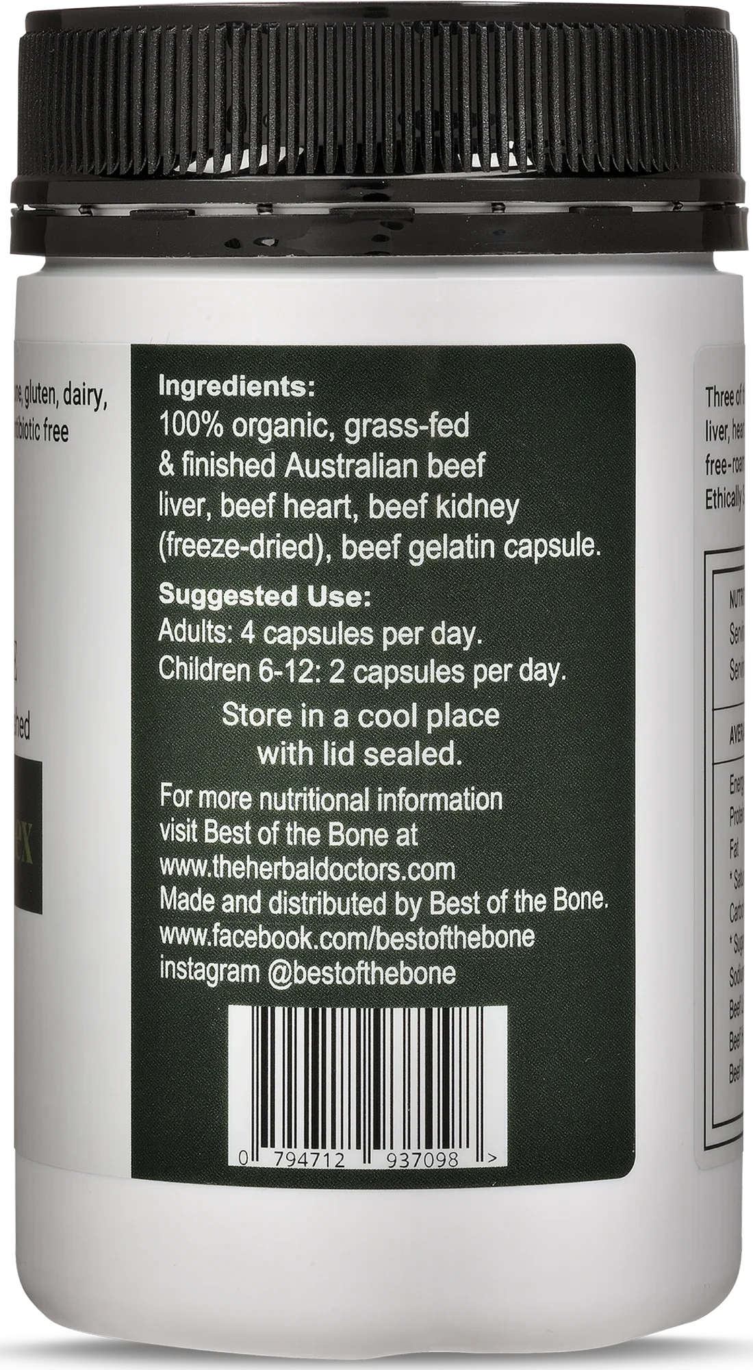 Best Of The Bone Organic & Grass-Fed Beef Organ Complex 160 Capsules, Liver | Heart |Kidney - Image 3