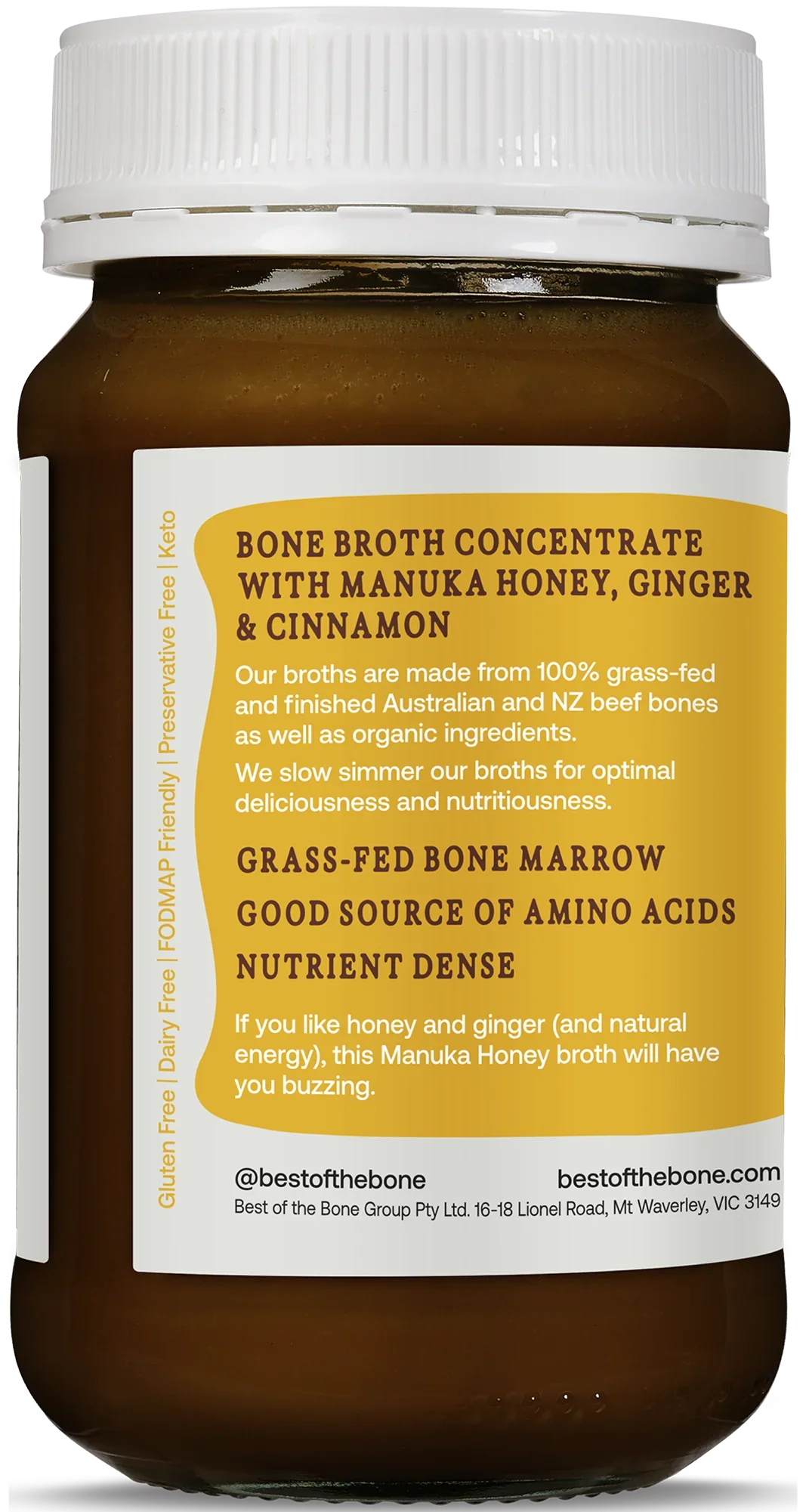 Best Of The Bone Manuka Honey, Ginger & Cinnamon Bone Broth 390g, Collagen Protein Dense Broth Concentrate - Image 3