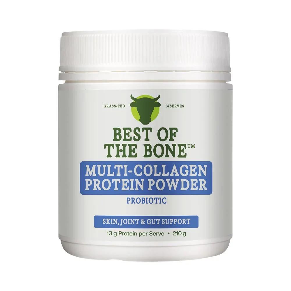 Best Of The Bone Multi-Collagen Protein Powder 210g, Probiotic Unflavoured For Skin Joint & Gut Support