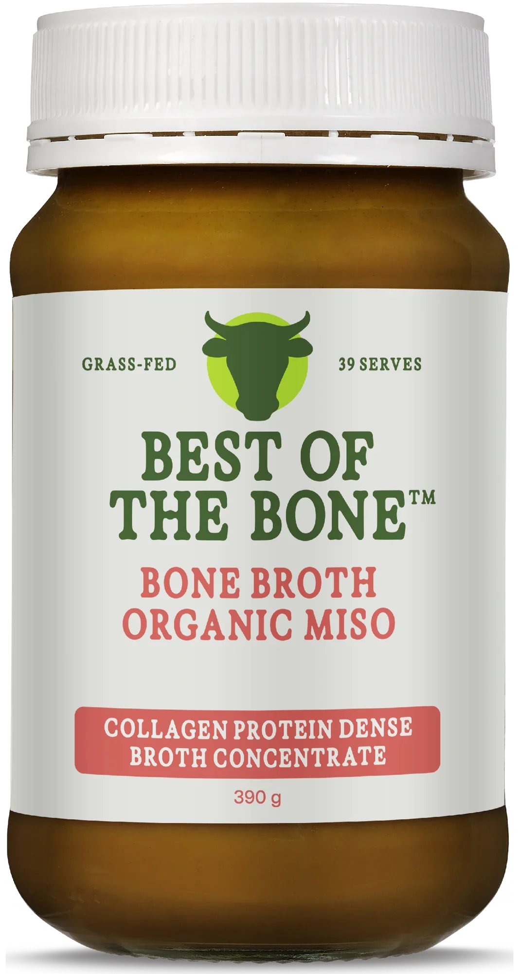 Best Of The Bone Organic Miso Bone Broth 390g, Collagen Protein Dense Broth Concentrate
