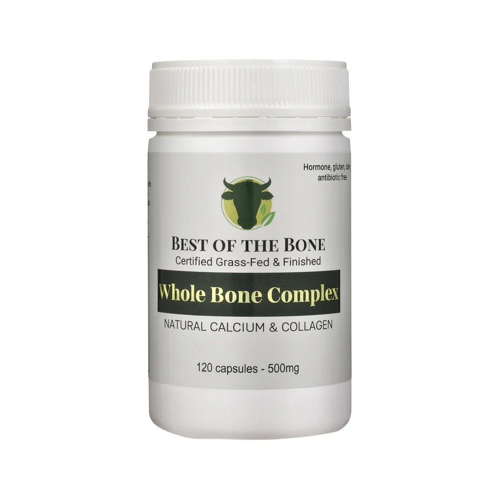 Best of the Bone Organic Whole Bone Complex 120 Capsules, Natural Calcium & Collagen