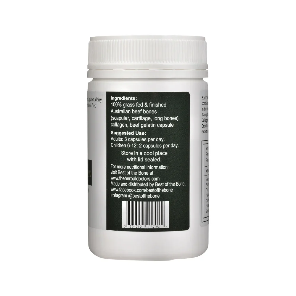 Best of the Bone Organic Whole Bone Complex 120 Capsules, Natural Calcium & Collagen - Image 2