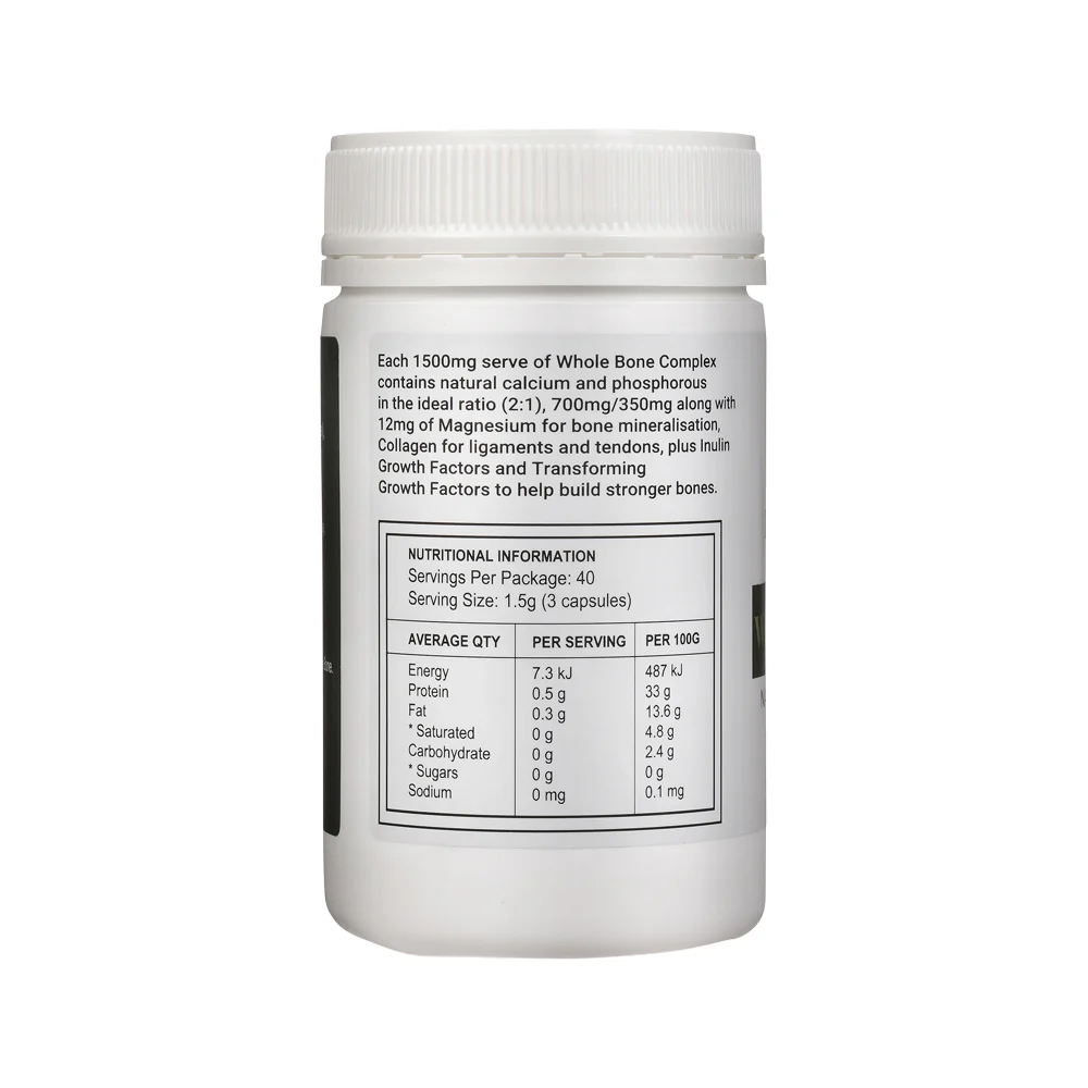 Best of the Bone Organic Whole Bone Complex 120 Capsules, Natural Calcium & Collagen - Image 3