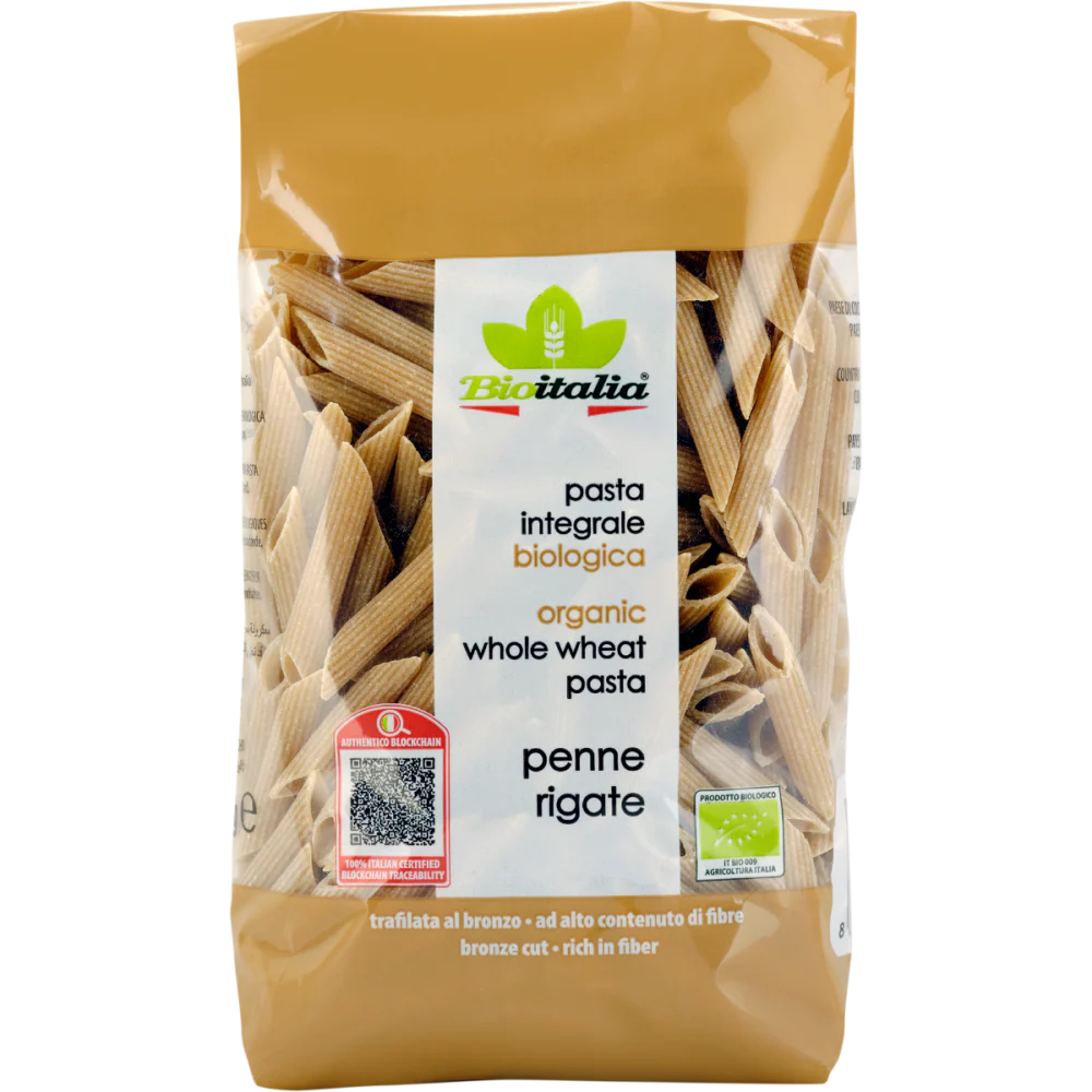 Bioitalia Organic Whole Wheat Penne Pasta 500g, Cooks In 9 Minutes
