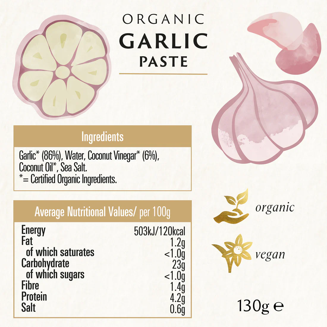 Biona Certified Organic Garlic Paste 130g, Offers Instant Richness To Your Dishes - Image 2
