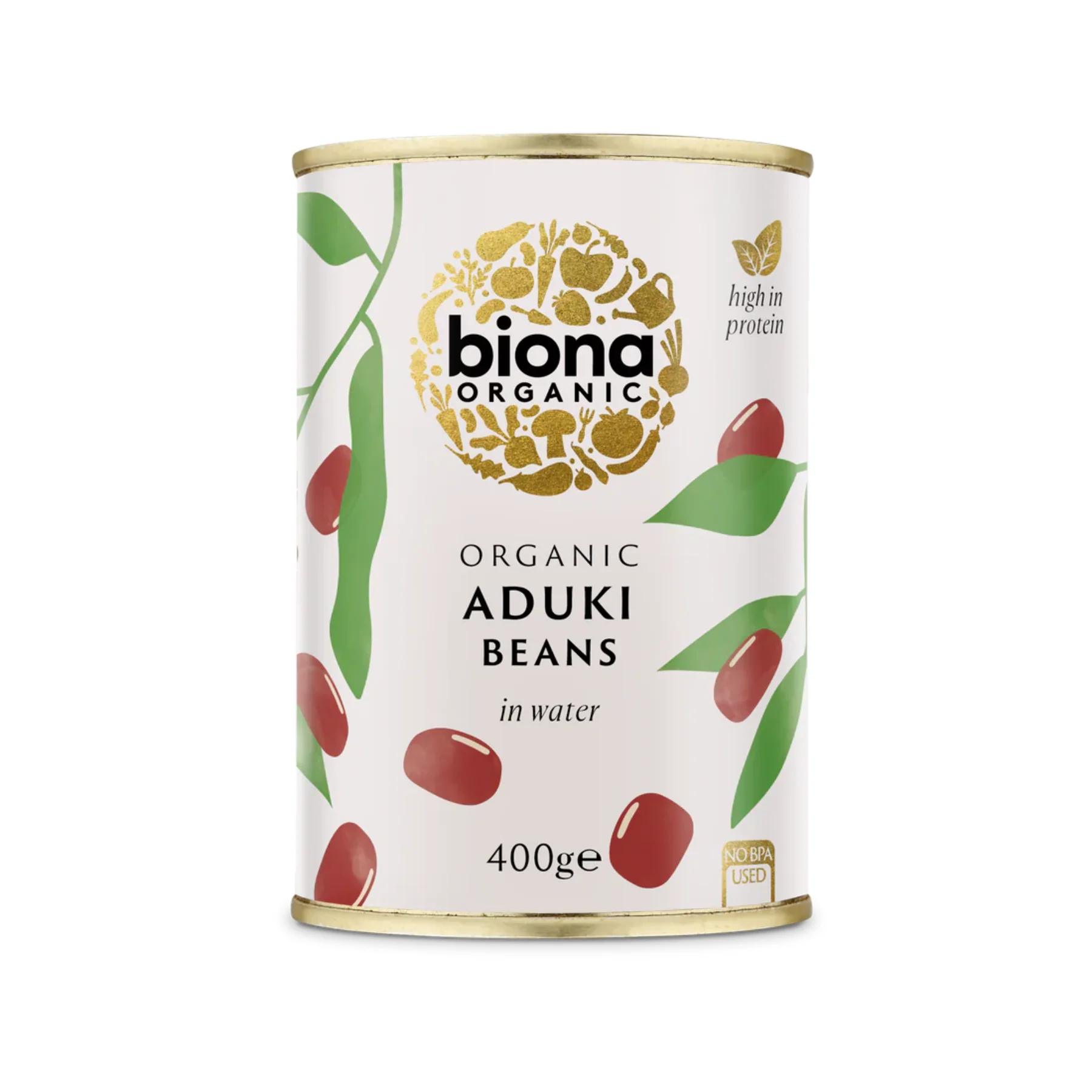 Biona Organic Aduki Beans In Water 400g, Good Source Of Iron & Magnesium