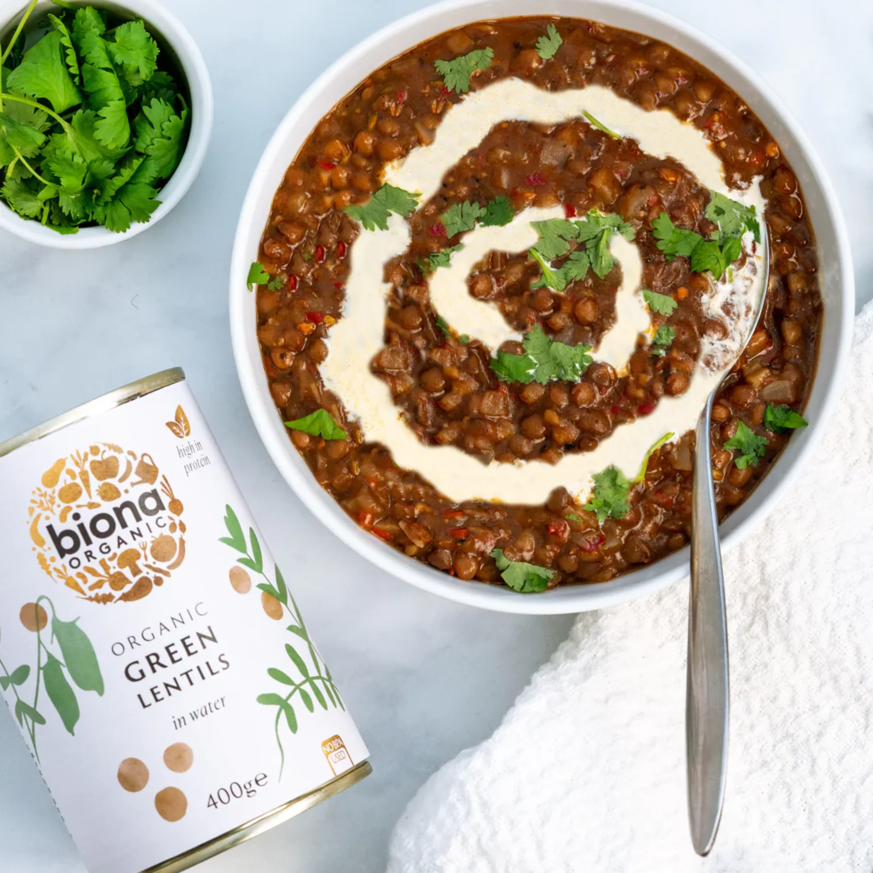 Biona Organic Green Lentils In Water 400g, No Added Salt