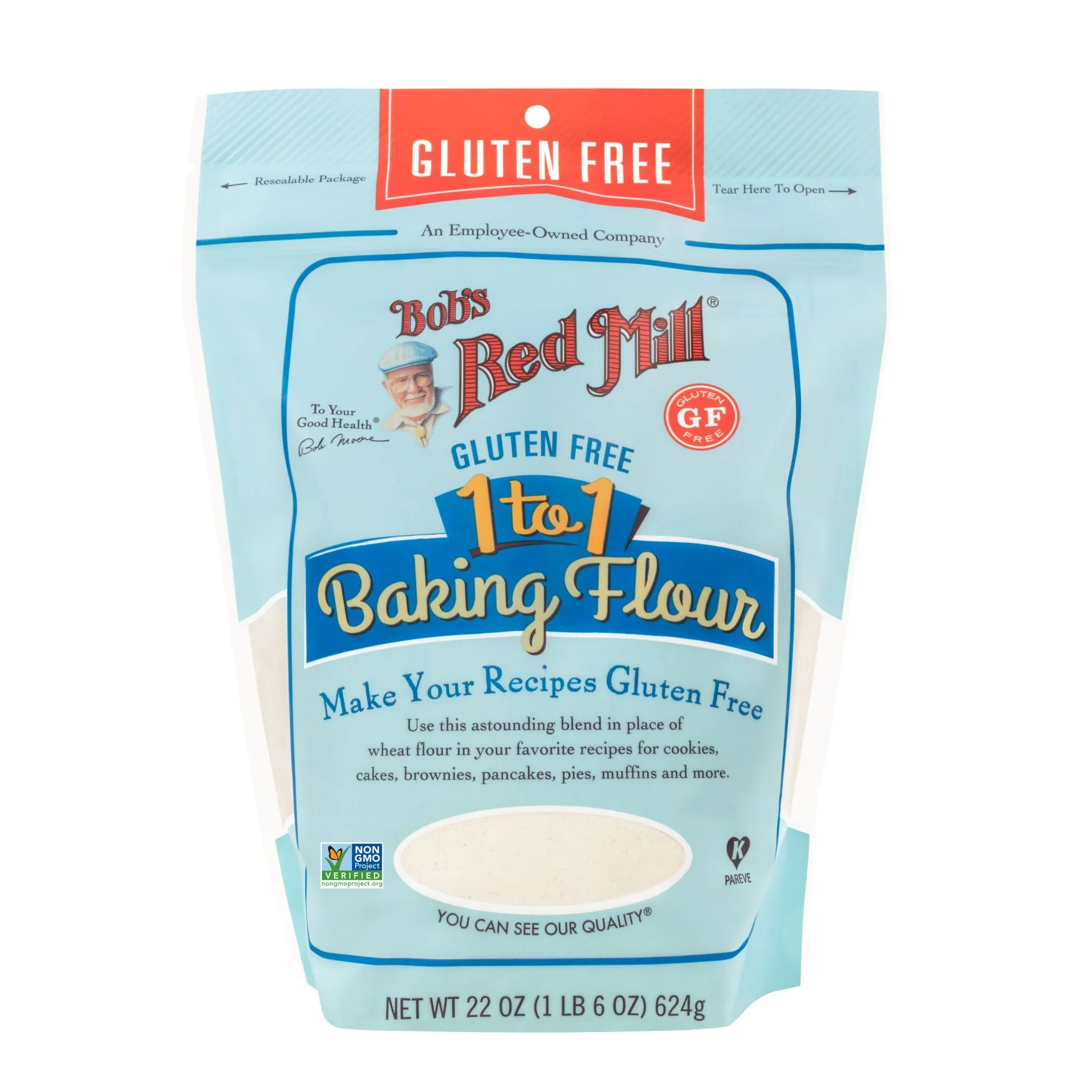 Bob's Red Mill 1 to 1 Baking Flour 624g Or 1.24Kg, Blend In Place Of Your Wheat Flour