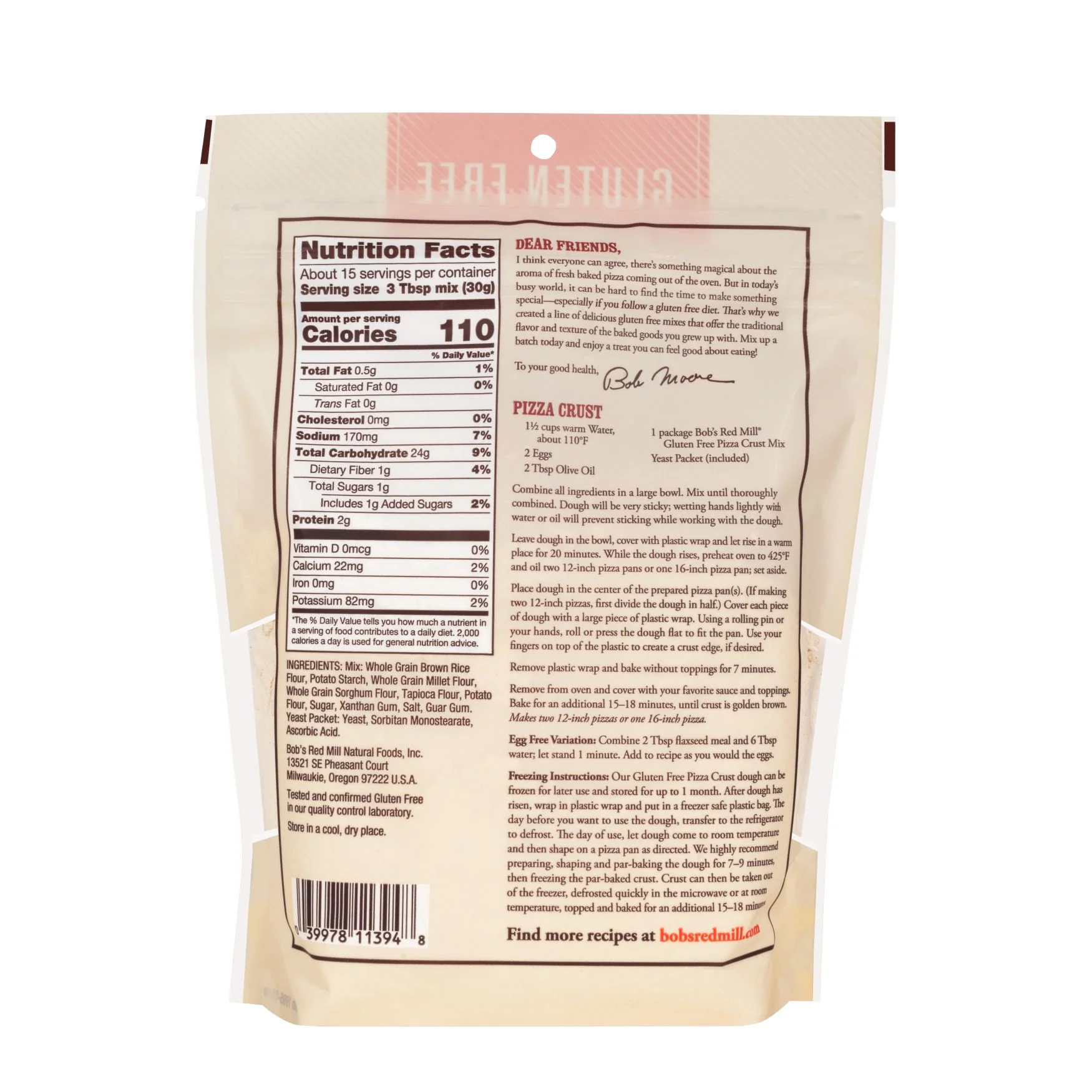 Bob's Red Mill Pizza Crust Mix 454g, Gluten Free - Image 2