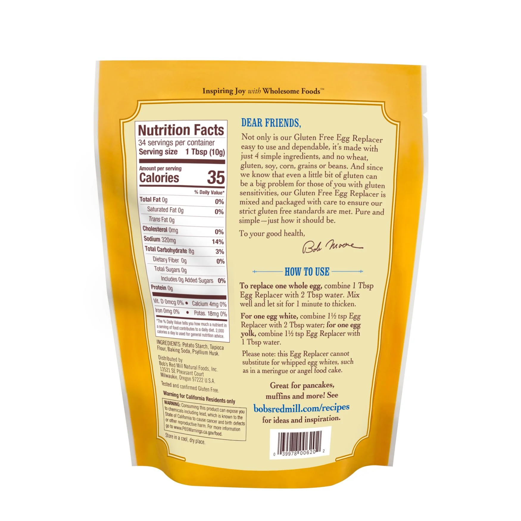 Bob's Red Mill Vegan Egg Replacer 340g, Gluten Free & Equivalent To 34 Eggs - Image 2