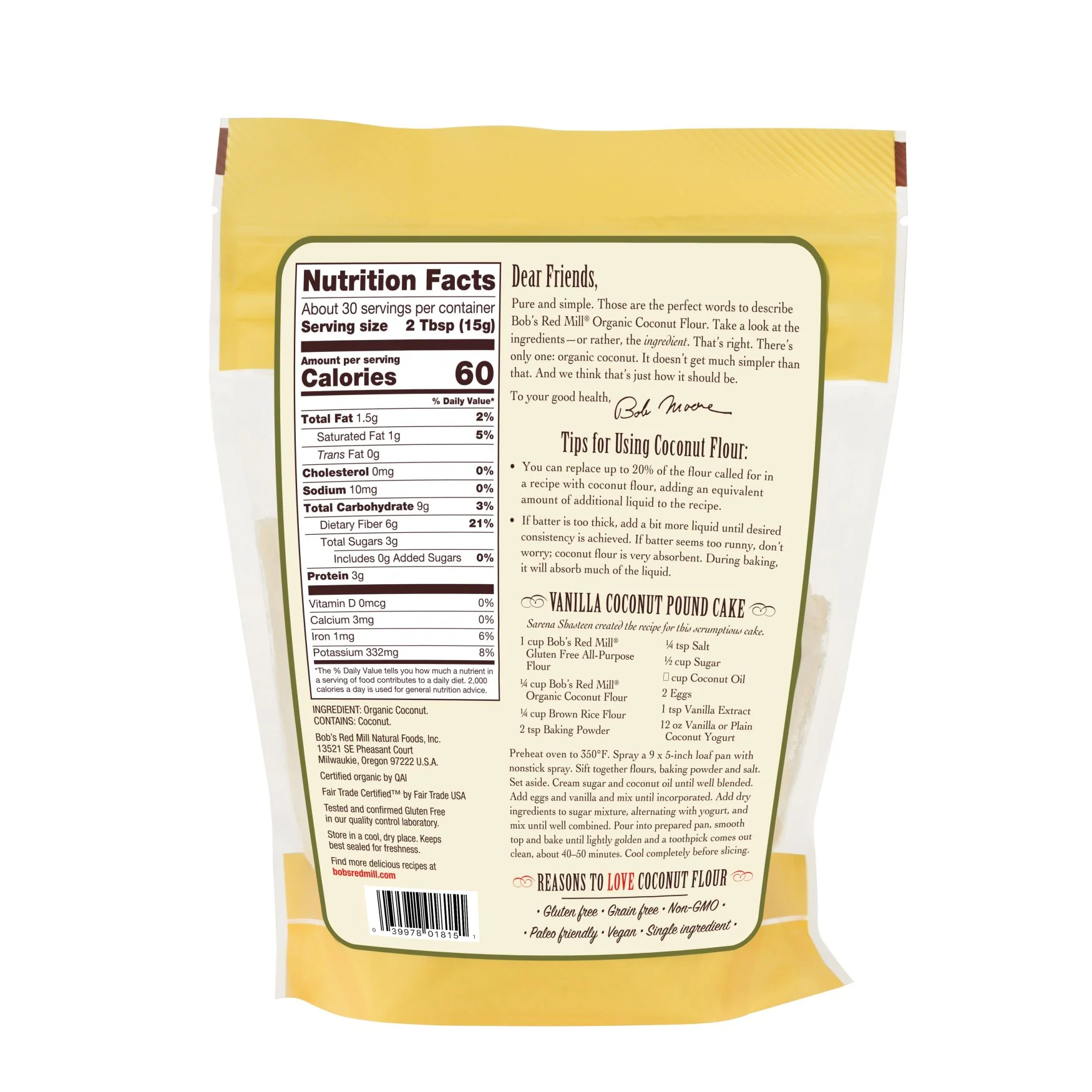 Bob's Red Mill Coconut Flour 453g, Organic & Gluten Free - Image 2