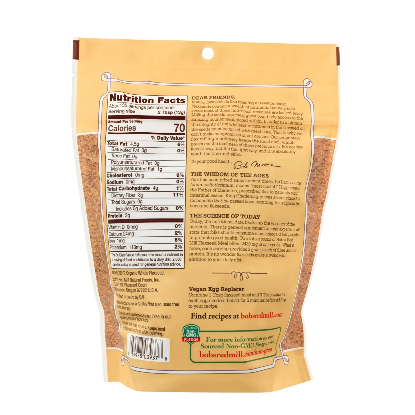 Bob's Red Mill Certified Organic Brown Flaxseed Meal 453g, Gluten Free - Image 3