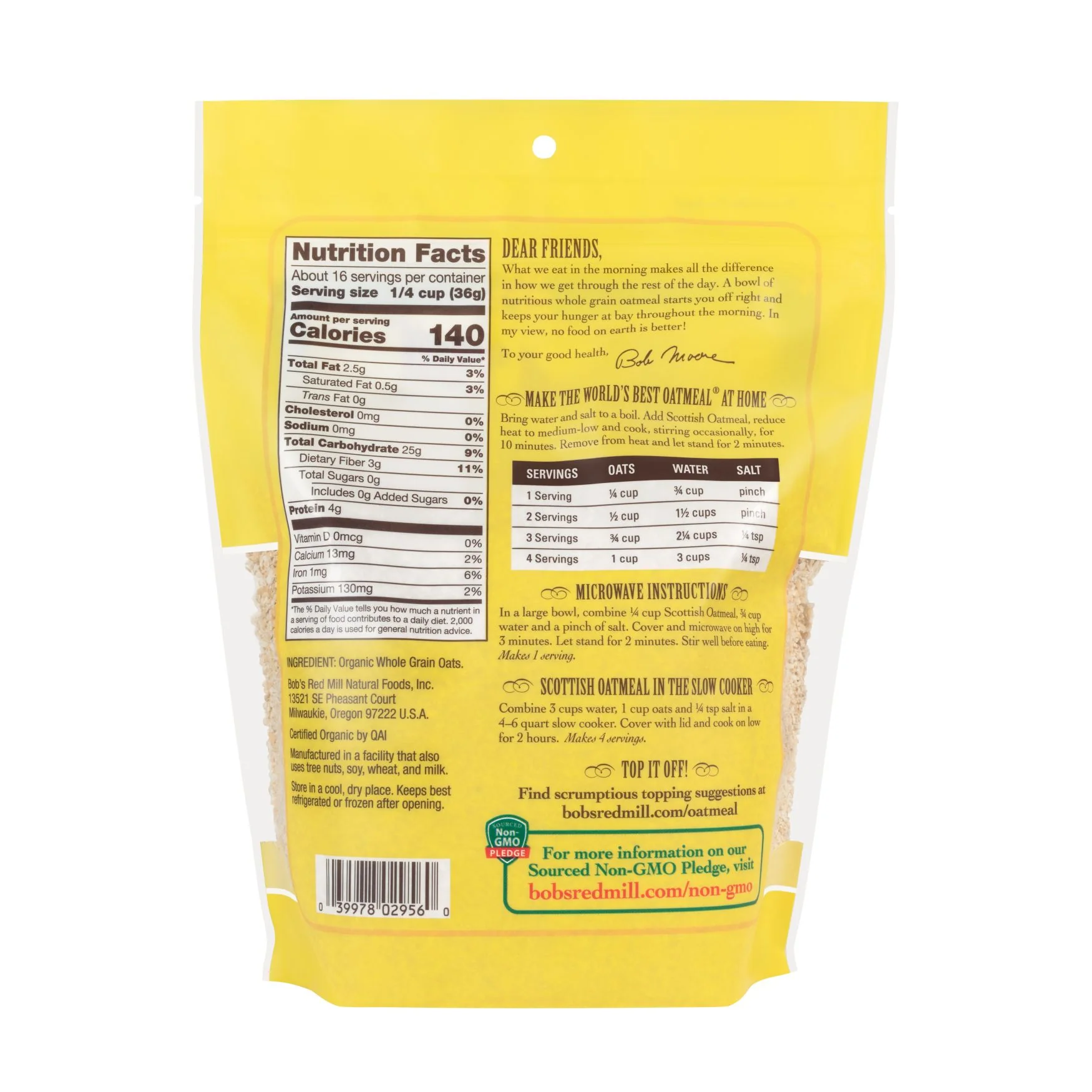 Bob's Red Mill Scottish Oatmeal 566g, Certified Organic - Image 2