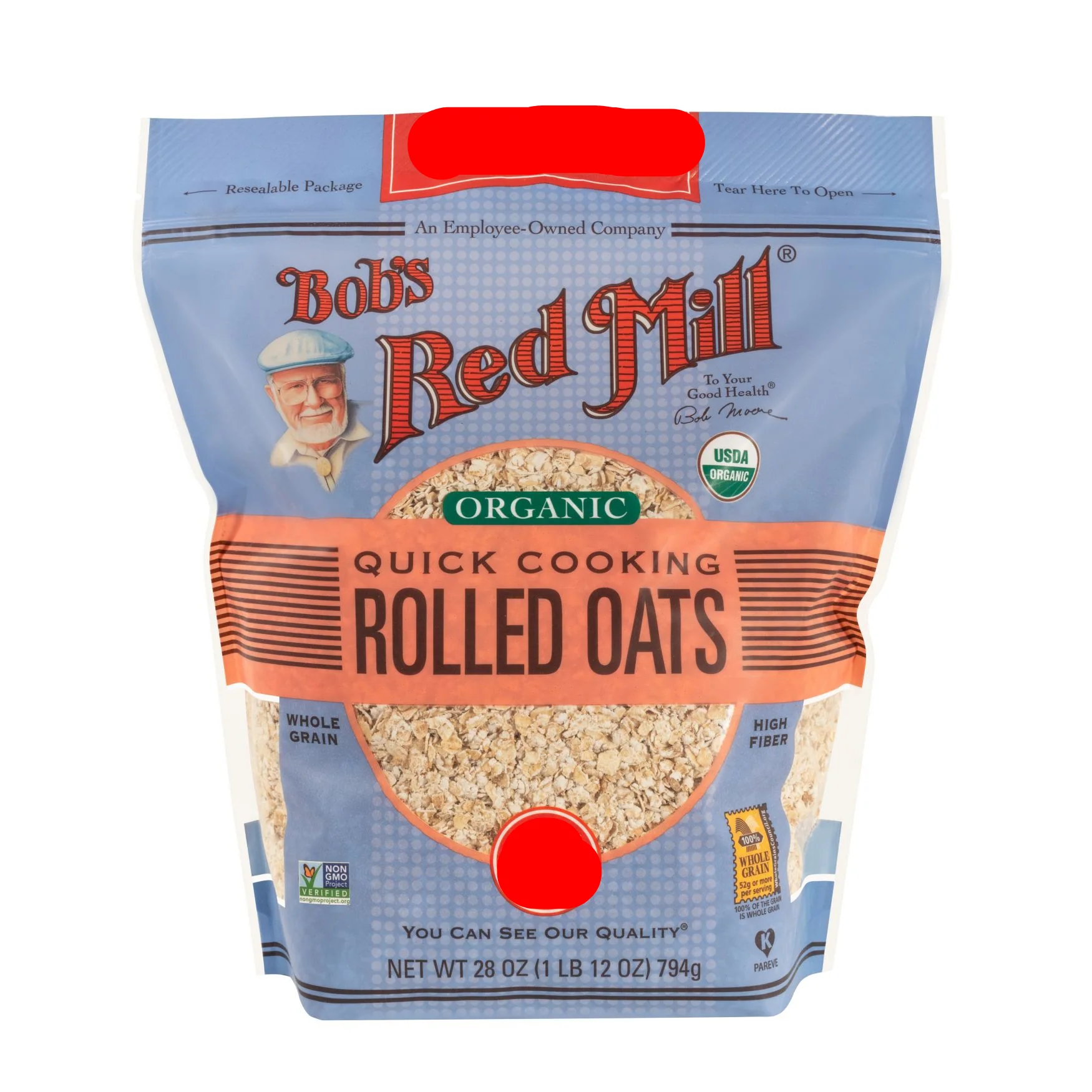 Bob's Red Mill Quick Cooking Rolled Oats 794g, Certified Organic & Wheat Free