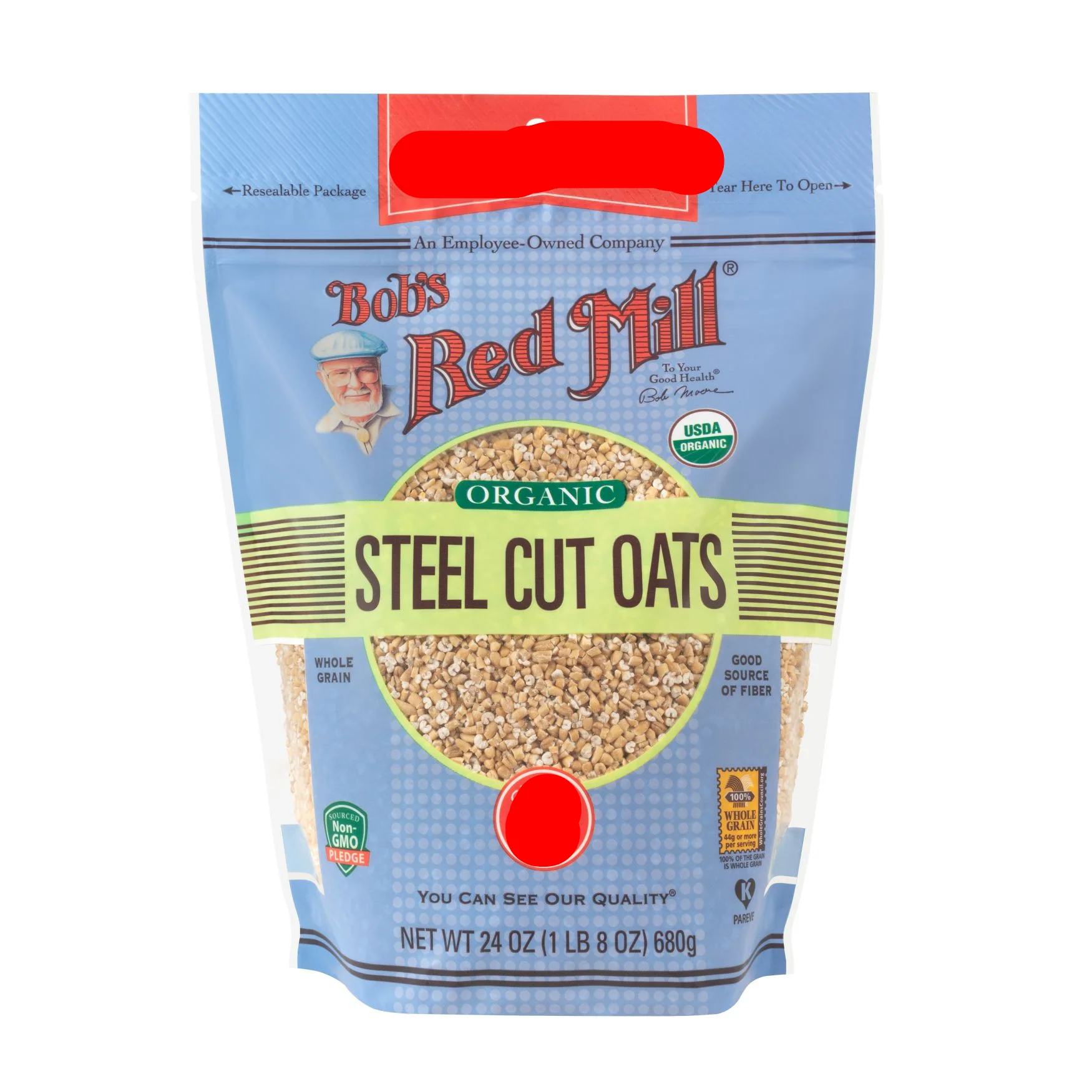 Bob's Red Mill Pure Whole Grain Steel Cut Oats 680g, Certified Organic & Wheat Free